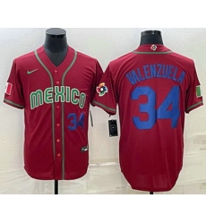 Men's Mexico Baseball #34 Fernando Valenzuela Number 2023 Red Blue World Baseball Classic Stitched Jerseys Men's Mexico Baseball #34 Fernando Valenzuela Number 2023 Red Blue World Baseball Classic Stitched Jerseys