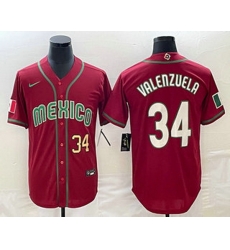 Men's Mexico Baseball #34 Fernando Valenzuela Number 2023 Red Blue World Baseball Classic Stitched Jerseys Men's Mexico Baseball #34 Fernando Valenzuela Number 2023 Red Blue World Baseball Classic Stitched Jerseys