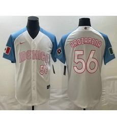 Men's Mexico Baseball #56 Randy Arozarena Number 2023 White Blue World Classic Stitched Jersey1 Men's Mexico Baseball #56 Randy Arozarena Number 2023 White Blue World Classic Stitched Jersey1