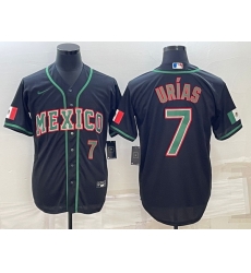 Men's Mexico Baseball #7 Julio Urias 2023 Black World Baseball Classic Stitched Jerseys 5 Men's Mexico Baseball #7 Julio Urias 2023 Black World Baseball Classic Stitched Jerseys 5