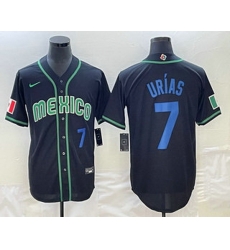 Men's Mexico Baseball #7 Julio Urias Number 2023 Black Blue World Classic Stitched Jersey Men's Mexico Baseball #7 Julio Urias Number 2023 Black Blue World Classic Stitched Jersey