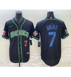 Men's Mexico Baseball #7 Julio Urias Number 2023 Black Blue World Classic Stitched Jersey1 Men's Mexico Baseball #7 Julio Urias Number 2023 Black Blue World Classic Stitched Jersey1
