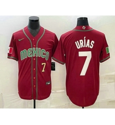 Mens Mexico Baseball #7 Julio Urias Number 2023 Red Blue World Baseball Classic Stitched Jersey Mens Mexico Baseball #7 Julio Urias Number 2023 Red Blue World Baseball Classic Stitched Jersey