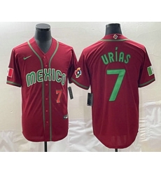 Men's Mexico Baseball #7 Julio Urias Number 2023 Red Green World Baseball Classic Stitched Jersey Men's Mexico Baseball #7 Julio Urias Number 2023 Red Green World Baseball Classic Stitched Jersey