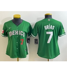 Women's Mexico Baseball #7 Julio Urias Number 2023 Green World Classic Stitched Jersey1 Women's Mexico Baseball #7 Julio Urias Number 2023 Green World Classic Stitched Jersey1