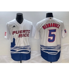 Men Puerto Rico Baseball 5 Enrique Hernandez 2023 White World Baseball Classic Stitched Jersey Men Puerto Rico Baseball 5 Enrique Hernandez 2023 White World Baseball Classic Stitched Jersey