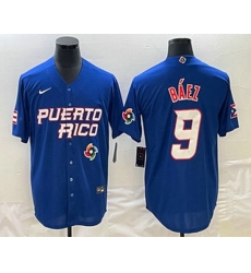 Men's Puerto Rico Baseball #9 Javier Baez 2023 Blue World Baseball Classic Stitched Jersey Men's Puerto Rico Baseball #9 Javier Baez 2023 Blue World Baseball Classic Stitched Jersey