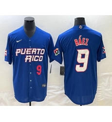 Mens Puerto Rico Baseball #9 Javier Baez Number 2023 Blue World Baseball Classic Stitched Jersey Mens Puerto Rico Baseball #9 Javier Baez Number 2023 Blue World Baseball Classic Stitched Jersey