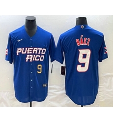Men's Puerto Rico Baseball #9 Javier Baez Number 2023 Blue World Baseball Classic Stitched Jersey Men's Puerto Rico Baseball #9 Javier Baez Number 2023 Blue World Baseball Classic Stitched Jersey