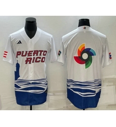 Men's Puerto Rico Baseball Big Logo White 2023 World Baseball Classic Stitched Jersey Men's Puerto Rico Baseball Big Logo White 2023 World Baseball Classic Stitched Jersey