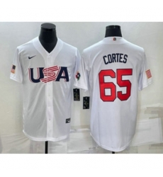 Men USA Baseball 65 Nestor Cortes 2023 White World Classic Stitched Jersey Men USA Baseball 65 Nestor Cortes 2023 White World Classic Stitched Jersey