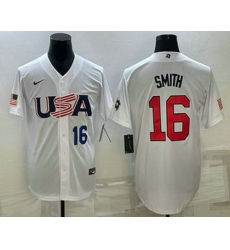 Men's USA Baseball #16 Will Smith Number 2023 White World Baseball Classic Stitched Jersey Men's USA Baseball #16 Will Smith Number 2023 White World Baseball Classic Stitched Jersey