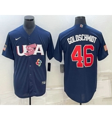 Men's USA Baseball #46 Paul Goldschmidt 2023 Navy World Baseball Classic Stitched Jerseys Men's USA Baseball #46 Paul Goldschmidt 2023 Navy World Baseball Classic Stitched Jerseys