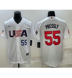Men's USA Baseball #55 Ryan Pressly Number 2023 White World Baseball Classic Stitched Jersey Men's USA Baseball #55 Ryan Pressly Number 2023 White World Baseball Classic Stitched Jersey