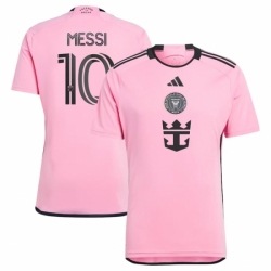 Men Inter Miami CF 10 Lionel Messi Pink 2024 25 Home Soccer Jersey
