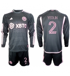 Men Inter Miami CF 2 Yedlyn 2023 24 Black Away Soccer Jersey Suit