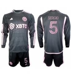 Men Inter Miami CF 5 sergio 2023 24 Black Away Soccer Jersey Suit