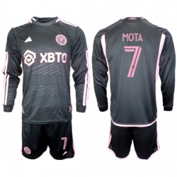 Men Inter Miami CF 7 Mota 2023 24 Black Away Soccer Jersey Suit