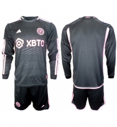 Men Inter Miami CF Blank 2023 24 Black Away Soccer Jersey Suit