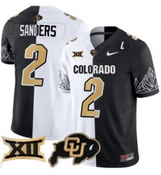Men Colorado Buffaloes #2 Shedeur Sanders White Black Split Vapor Limited Stitched Football Jersey Men Colorado Buffaloes #2 Shedeur Sanders White Black Split Vapor Limited Stitched Football Jersey
