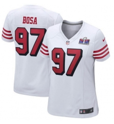 Women San Francisco 49ers 97 Nick Bosa White Throwback 2023 F U S E Vapor Untouchable Limited Stitched Football 2024 Super Bowl LVIII Jersey Women San Francisco 49ers 97 Nick Bosa White Throwback 2023 F U S E Vapor Untouchable Limited Stitched Football 2024 Super Bowl LVIII Jersey