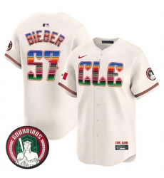 Men Cleveland Guardians 57 Shane Bieber Cream Mexico Vapor Premier Limited Stitched Baseball Jersey