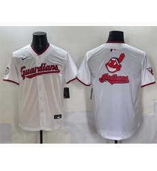 Men Cleveland Guardians Team Big Logo White Home Limited Stitched Baseball Jersey