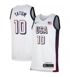 Men USA Basketball 10 Jayson Tatum White 2024 Swingman Stitched Jersey Men USA Basketball 10 Jayson Tatum White 2024 Swingman Stitched Jersey