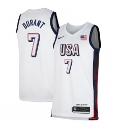 Men USA Basketball 7 Kevin Durant White 2024 Swingman Stitched Jersey Men USA Basketball 7 Kevin Durant White 2024 Swingman Stitched Jersey