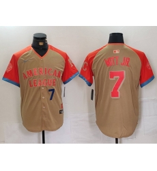 Men American League 7 Bobby Witt Jr Cream 2024 All Star Limited Stitched Jersey 2 Men American League 7 Bobby Witt Jr Cream 2024 All Star Limited Stitched Jersey 2