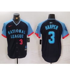 Men National League 3 Bryce Harper Navy 2024 All Star Limited Stitched Baseball Jersey 5 Men National League 3 Bryce Harper Navy 2024 All Star Limited Stitched Baseball Jersey 5