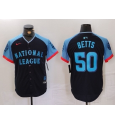 Men National League 50 Mookie Betts Navy 2024 All Star Limited Stitched Baseball Jersey 1 Men National League 50 Mookie Betts Navy 2024 All Star Limited Stitched Baseball Jersey 1