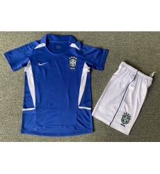Youth Retro Soccer Jerseys Brazil Blue 2002 Away Youth Retro Soccer Jerseys Brazil Blue 2002 Away