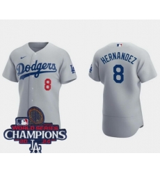 Men Nike Los Angeles Dodgers Enrique Hernandez #8 Gray Flex Base 2024 World Series Champions Stitched MLB Jersey Men Nike Los Angeles Dodgers Enrique Hernandez #8 Gray Flex Base 2024 World Series Champions Stitched MLB Jersey