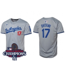 Men Nike Los Angeles Dodgers Shohei Ohtani #17 Gray Flex Base 2024 World Series Champions Stitched MLB Jersey II Men Nike Los Angeles Dodgers Shohei Ohtani #17 Gray Flex Base 2024 World Series Champions Stitched MLB Jersey II
