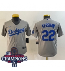 Women Nike Los Angeles Dodgers Clayton Kershaw #22 Gray Flex Base 2024 World Series Champions Stitched MLB Jersey Women Nike Los Angeles Dodgers Clayton Kershaw #22 Gray Flex Base 2024 World Series Champions Stitched MLB Jersey