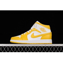 AIR JORDAN 1 MID POLLEN WHITE UNIVERSITY GOLD WHITE