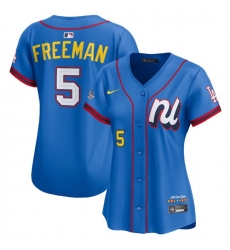 Women National League 5 Freddie Freeman Blue 2025 All Star Edition Limited Stitched Baseball Jersey 