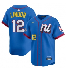 Men National League 12 Francisco Lindor Blue 2025 All Star Edition Limited Stitched Baseball Jersey