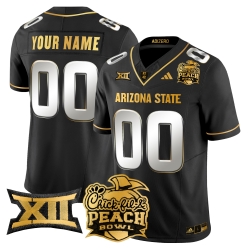 Men Women Youth Arizona State Sun Devils 2025 Peach Bowl Gold Vapor Limited Custom Jersey V2 All Stitched Black Limited