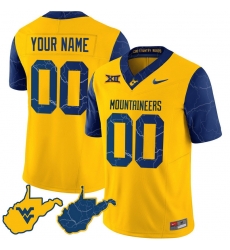 Men Women Youth West Virginia Mountaineers 2024 Country Roads Custom Jersey All Stitched Gold