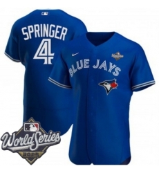 Men Toronto Blue Jays 4 George Springer Royal Flex Base Stitched Jerse
