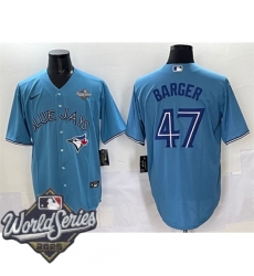 Men Toronto Blue Jays 47 Addison Barger Blue Cool Base Stitched Baseball Jersey