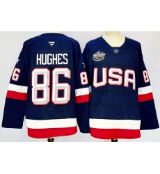 Men's USA #86 Jack Hughes Blue 2026 Stitched Jersey
