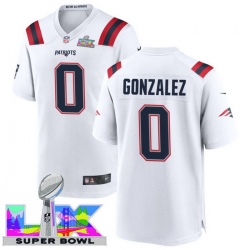 Men Women youth New England Patriots #0 Christian Gonzalez 2025 2026 Super Bowl LX F U S E Stitched NFL Jersey White