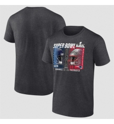 Men New England Patriots vs  Seattle Seahawks Charcoal 2025 Super Bowl LX Matchup Final Battle T Shirt