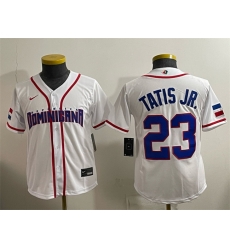 Women Dominican Republic Baseball Fernando Tatis Jr White 2026 World Baseball Classic Home Stadium Stitched Baseball Jersey Run Small Women Dominican Republic Baseball Fernando Tatis Jr White 2026 World Baseball Classic Home Stadium Stitched Baseball Jersey Run Small