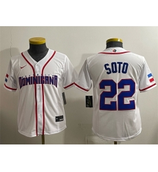 Youth Dominican Republic Baseball 22 Juan Soto White 2026 World Baseball Classic Home Stadium Stitched Baseball Jersey Youth Dominican Republic Baseball 22 Juan Soto White 2026 World Baseball Classic Home Stadium Stitched Baseball Jersey