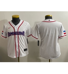 Youth Dominican Republic Baseball Blank White 2026 World Baseball Classic Home Stadium Stitched Baseball Jersey Youth Dominican Republic Baseball Blank White 2026 World Baseball Classic Home Stadium Stitched Baseball Jersey