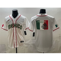 Men Mexico Baseball Team Big Logo White 2026 World Baseball Classic Home Stadium Stitched Jersey